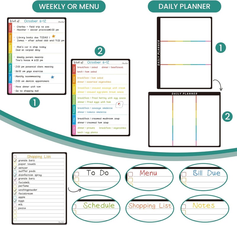 Clever Clean Magnetic Dry Erase List Board - 6.5"x8.5" Weekly, Daily, 2 List Boards for Fridge - 6 Extra Fine Point Markers Included - Shipped Flat - Image 5